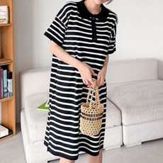 보리맘 단 카라 여름 미디 임산부 원피스 빅사이즈 임부복 R446