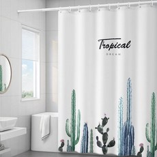 욕실 샤워 커튼 패브릭 트로피칼2 120 x 180 cm + 고리 12p, 1세트
