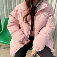 토마토팩토리 여성용 크레용 터틀 하이넥 오버핏 웰론 숏 패딩