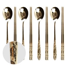 윌리브 국산 304스텐 띠 수저, 호랑이, 숟가락+젓가락, 4세트 호랑이, 숟가락+젓가락, 4세트