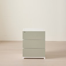 브리다 모던 와이드 서랍장, 올리브그린, 3단