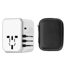 바코 해외여행용 멀티 어댑터 플러그 USB 5.6A 고속충전 C타입 호환 5포트 콘센트 화이트, 1개