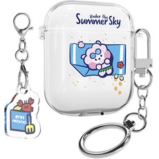 BT21 미니니 썸머 스카이 에어팟 1 / 2 투명슬림 케이스, 알제이