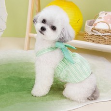 PASTEL PET 寵物大蝴蝶結條紋連身裙, 1個, 綠色