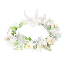 Minsung Company清新木質花朵花冠, 白色的, 1個