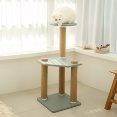petoria 貓咪一層厚防水布3層角落型防水貓抓塔, 藍灰色, 1個