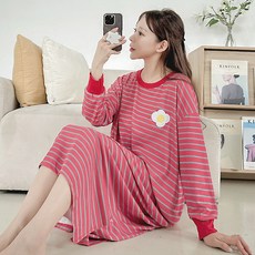 코코드림 여성용 상큼 발랄 산모가능 박시 오버핏 원피스 잠옷