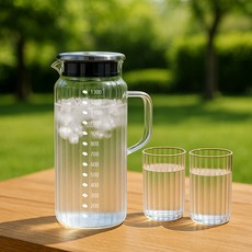 so.home Piacere耐熱玻璃水壺+杯子 2入組, 1300毫升, 1套, 透明