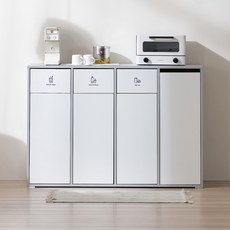 서울소호 클린 재활용 분리수거함 4단 슬림수납장 방문설치, 그레이