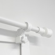 Kamdanam 免鑽孔簡約窗簾桿 25mm + 3入支架套組, 白色