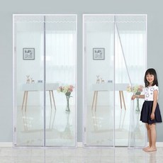 dashop 磁吸玄關蚊帳 2入, 210 x 100cm, 白色 - 磁吸設計, 防蚊透氣, 安裝簡便