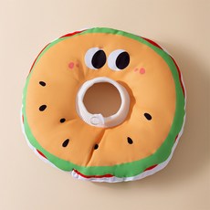 반려동물 웨이비데이즈 햄버거 방수 쿠션 넥카라, 브라운, 1개