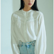 스튜디오럭스 여성용 자카드 코튼 블라우스