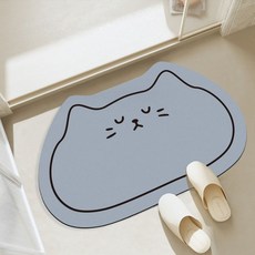 데이소이 잠자는 고양이 욕실 발매트 3.5mm, 블루, 1개
