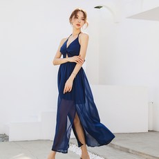 벤디스 여성용 폰트 롱 원피스 비치웨어 H288