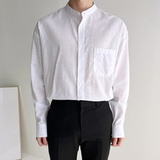머시따 남성용 린넨 헨리넥 차이나 포켓 셔츠