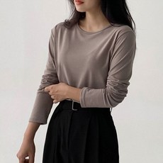 에이와비 여성용 심플 베이직 유넥 티셔츠