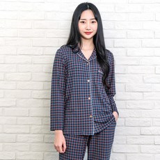 이라인 타이디 체크 카라 잠옷 상하세트
