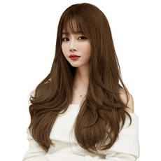 하이유니 그레이스 펌 롱 헤어 통가발 60cm + 가발망 + 거치대 세트, 쿨브라운(가발), 랜덤발송(거치대), 1세트 - ogl가발