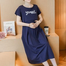 반소매 페이크 투피스 레터링 임산부 수유 원피스 소매 페이크 투피스 레터링 임산부 수유 원피스