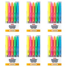 Lineplus Remember螢光筆 5種*6入組, 6組, 黃色,粉色,橘色,綠色,藍色