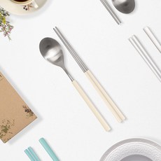 라온누리 스크래치 없는 델라 올스텐 컬러 수저세트, 아이보리, 1세트, 숟가락 + 젓가락