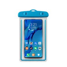 티엔피 베이직 스트랩 야광 휴대폰 방수팩, 블루, 1개