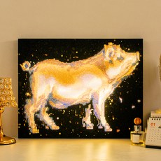 아트조이 DIY LED 캔버스형 보석십자수 40 x 50 cm, 황금돼지, 1개