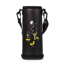 Hanbomnuri斜背杯套包包肩帶水瓶袋, 木黑, 1個