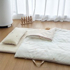 아리베베 코코 순면 자수 낮잠 이불 + 패드 + 베개 세트, 곰돌이