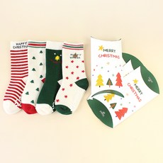 코코비도로시 아동용 크리스마스 양말 노엘 4족 + 케이스 4p 선물세트