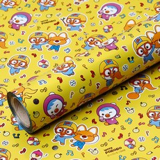 Popofancy With Pororo 塑料卷禮品包裝紙 37.5cm x 18m, 黃色的, 1個