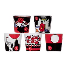 ARTWARE 花牌五光燒酒杯, 陶瓷, 5入, 混和顏色, 5個