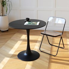 도노 플리아 접이식 티테이블 의자, 투명 블랙프레임