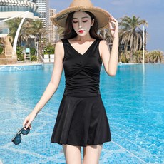 피어니스트 심플 원피스 수영복 R, 블랙