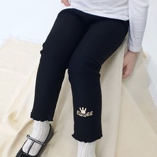 우주아이 여아용 왕관 프릴 기모 레깅스