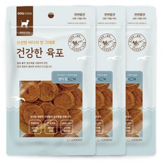 굿데이 건강한 육포 칩 강아지간식, 연어, 100g, 3개