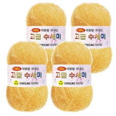 yarna 100g 대용량 고급수세미 뜨개실 4p + A인쇄도안 8종 세트, 158 진한버터, 1세트