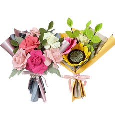 아이두 DIY 꽃다발 만들기 해바라기 + 장미 2종 세트, 혼합색상, 1세트
