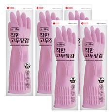 롯데이라이프 착한 고무장갑 중, 핑크, 5개