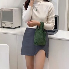 플랜데이 5컬러 뜨개 짜임 니트 토트백