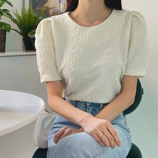 반팔퍼프블라우스