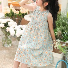 woojooi 女童款夏日花園無袖連身裙