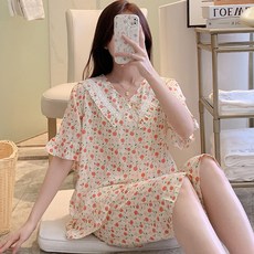 피어니스트 여성용 냉감 소프트 러블리 반팔 잠옷 상하의 세트