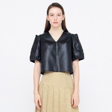 분더캄머 여성용 V neck Leather 블라우스