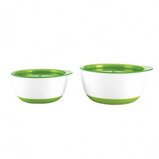 OXO tot 防滑加蓋大小碗組 青蘋綠 1組 (寶寶學習餐具, 防滑設計, 附蓋)