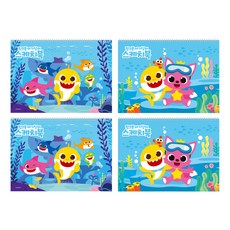 몽땅 핑크퐁 스케치북 4권, 30매, 345 x 248 mm