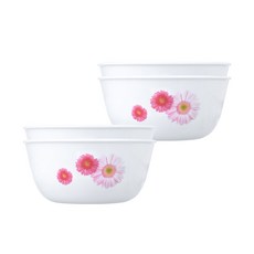 Corelle 康寧 粉紅雛菊款麵碗 16公分 4入 耐熱玻璃碗, 混合顏色, 4個
