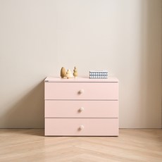 리바트 꼼므 키즈 서랍장 방문설치, 핑크, 3단