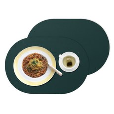 디아르 플래티넘 실리콘 방수 플레인 식탁매트, 다크그린, 43 x 29.5 cm, 2개